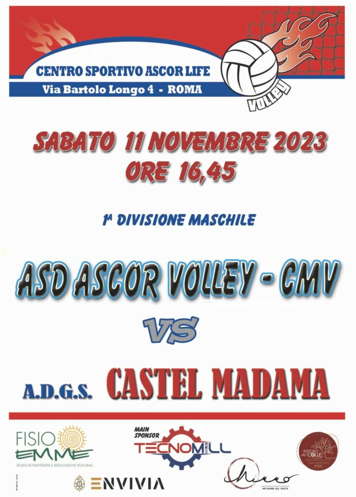 Locandina Asd Ascor volley vs Adgs Castel Madama