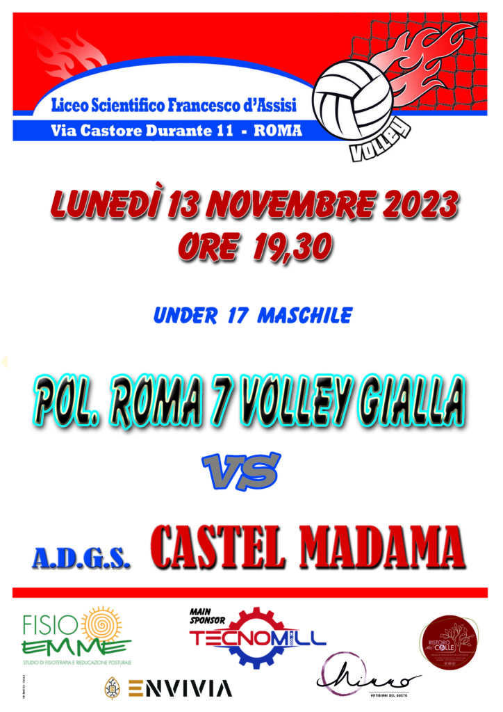 locandina U17 Pol. Roma 7 volley Gaialla Vs Adgs Castel Madama 13112023