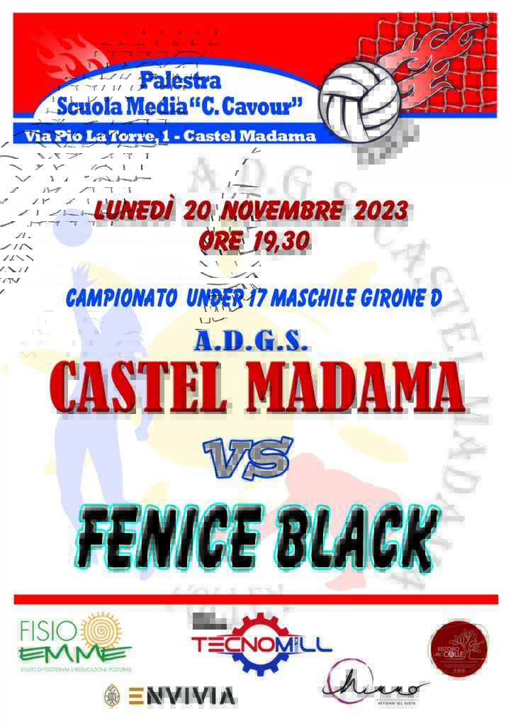 locandina U17 Adg Castel Madama vs Fenice Black 20112023