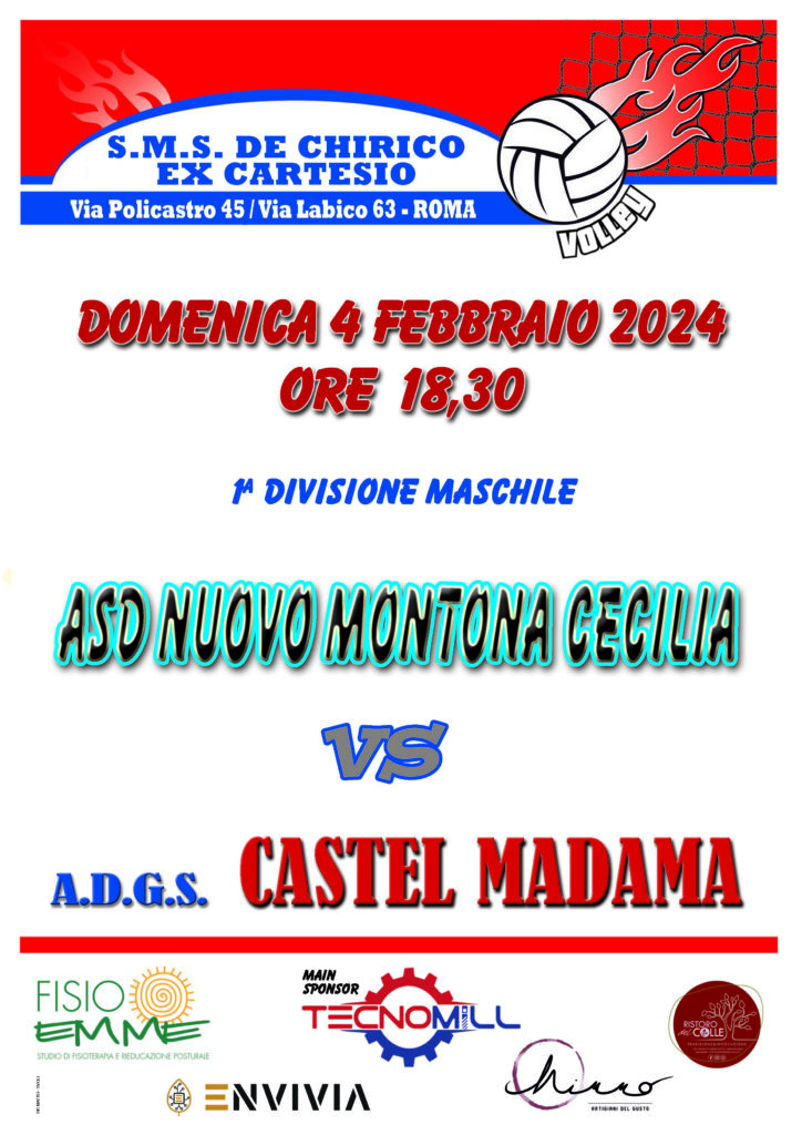 locandina 1 Div. Asd Nuono Montona Ceciclia Vs Adgs Castel Madama Incontri Fuori Casa 4 2 24