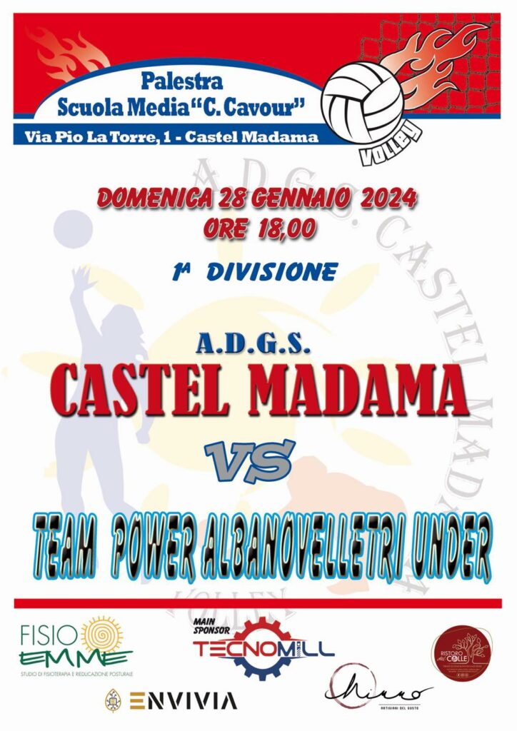 Locandina Adgs Castel madama VS Pallavolo Albano