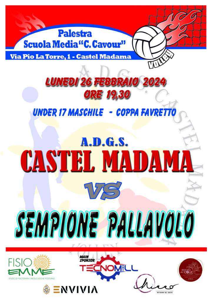 Locandina U!/M Cmv VS Sempione Pallavolo Incontri In Casa 26 Febbraio 2024