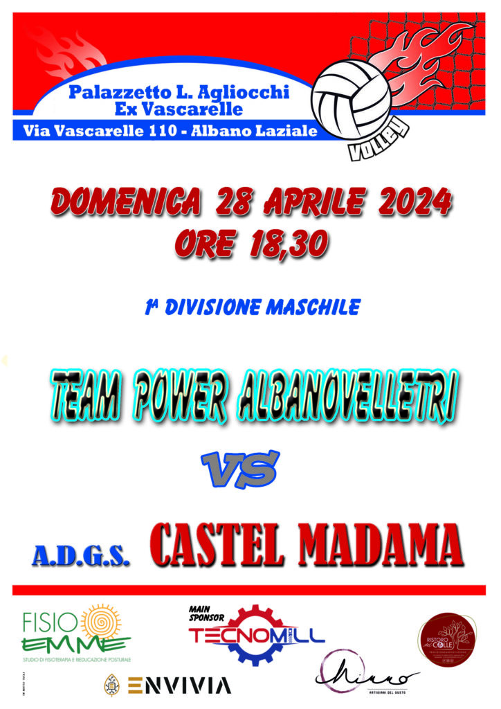 locandina TEAM POWER ALBANOVELLETRI ADGS CASTEL MADAMA Incontri Fuori Casa 28 4 24