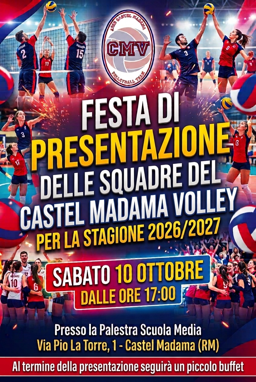 locandina presentazionesquadre stagione2026 2027 castelmadamavolley